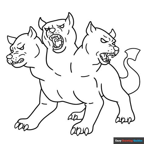 Cerberus Coloring Page | Easy Drawing Guides