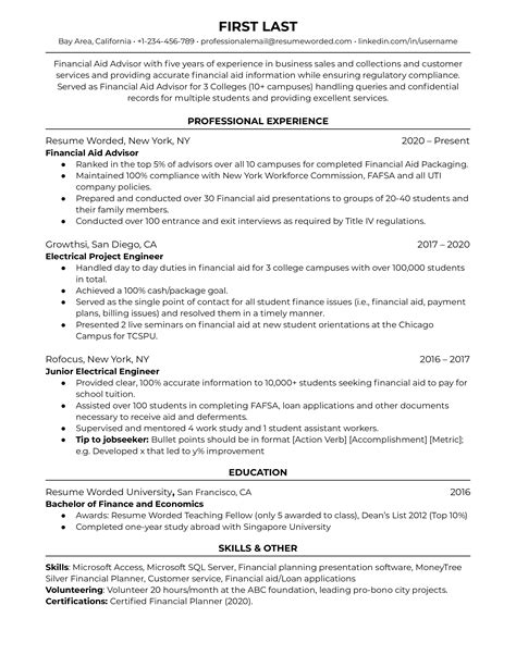 Finance Resume Template Word