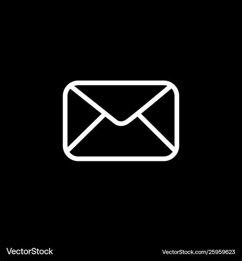 Email line icon on black background flat Vector Image