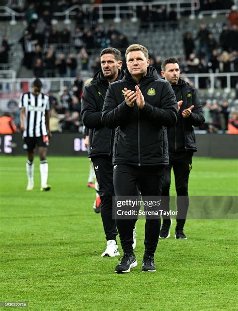 Newcastle United Head Coach Eddie Howe claps the fans following the ...