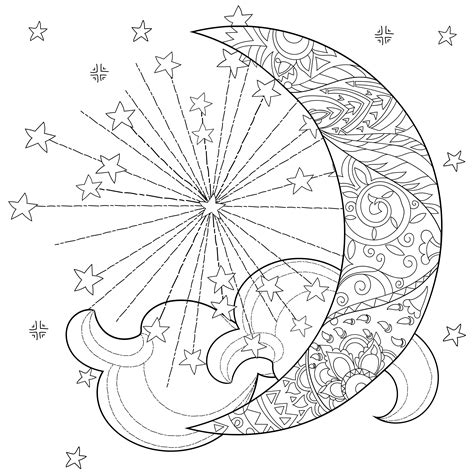 celestial sun moon coloring page | Star coloring pages, Mandala ...