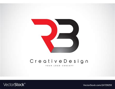 Red and black rb r b letter logo design creative Vector Image