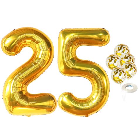 Buy Giant Gold 25 Balloon Numbers - 40 Inch | 25th Birthday Balloons ...