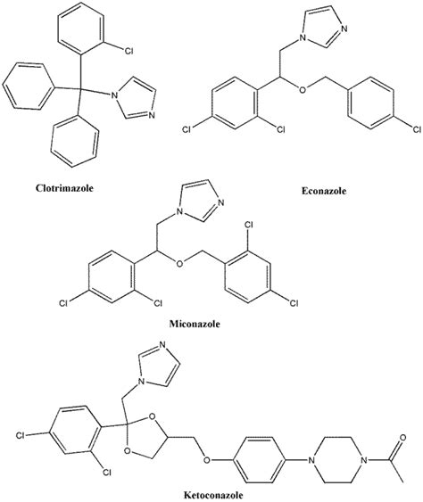 Imidazole class of antifungal drugs: Clotrimazole; Econazole ...