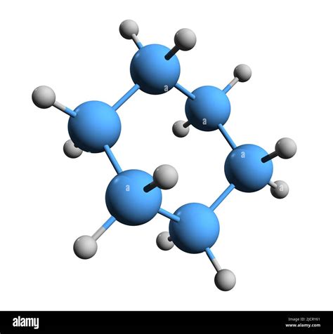 3D image of cyclohexane skeletal formula - molecular chemical structure ...