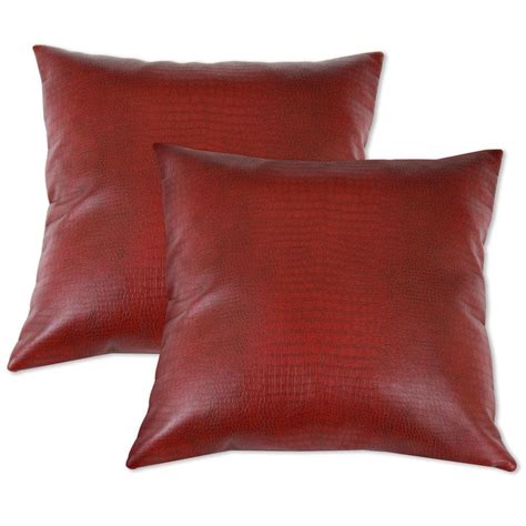 Red Faux Leather Accent Pillows (Set of 2) - 13340940 - Overstock.com ...