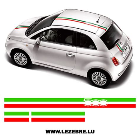 Bandes stickers fiat 500 italie ★ Sticker autocollant.