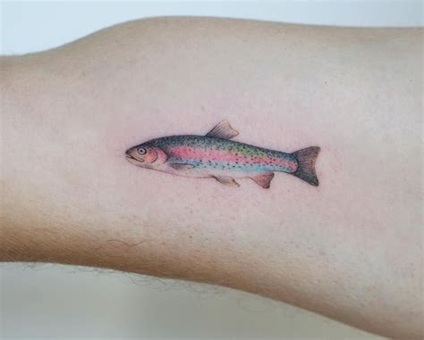 mostly poked rainbow trout cutie 🐟🌈 ty brayden | Trout tattoo, Small ...