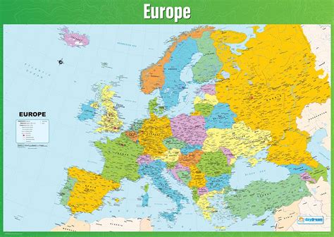 Buy Europe - EXTRA LARGE 33” x 23.5” - Laminated - of Europe Geography ...