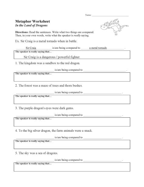 Metaphor Worksheets For Kids