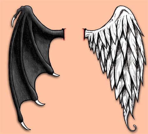 Opposing wings | Demon tattoo, Good and evil tattoos, Wings tattoo