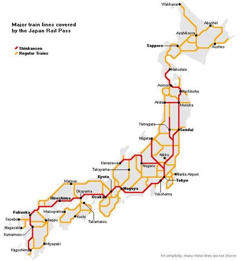 Japan rail map - Rail map japan (Eastern Asia - Asia)