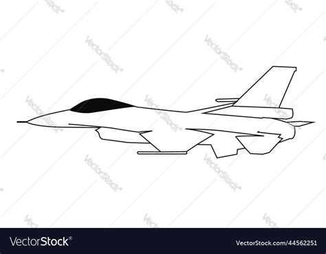 F16 jet fighter outline design Royalty Free Vector Image