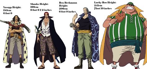 Official heights of the Red Hair Pirates main members, including Shanks ...