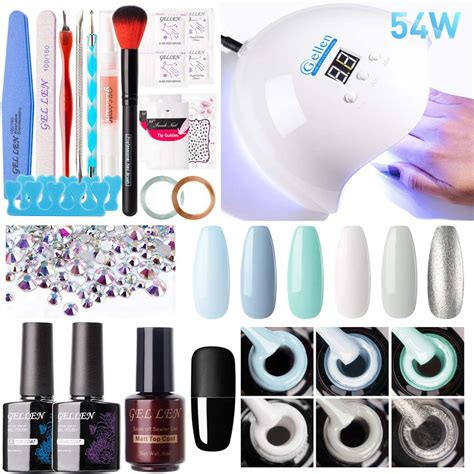 Gellen Gel Nail Polish Starter Kit - Upgraded 54W UV/LED Nail Lamp 6 ...