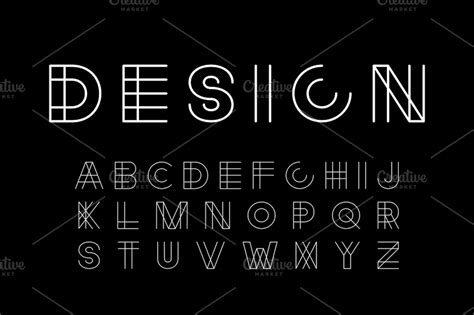 Linear designer creative font | Graphic Objects ~ Creative Market