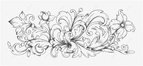 Baroque Engraving Vector PNG Images, Baroque Ornament Border Engraved ...