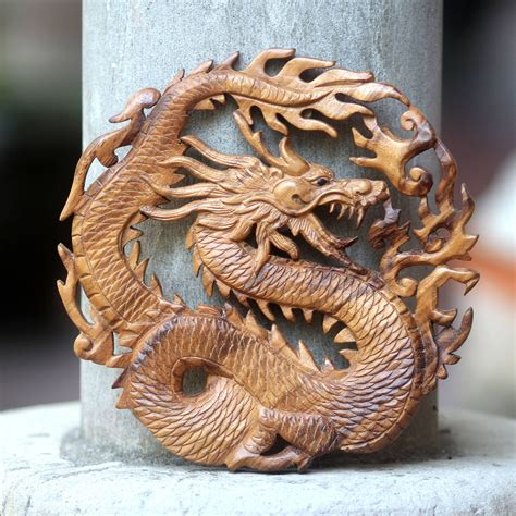 UNICEF Market | Hand Carved Suar Wood Balinese Dragon Relief Panel ...