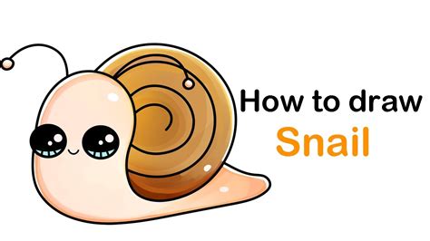 How to draw a cute snail step by step easy tutorial cute things to draw ...