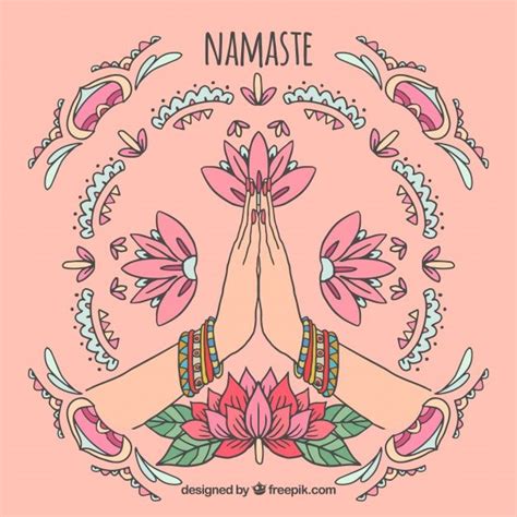 Free Vector | Namaste greeting background with ornaments | Namaste art ...