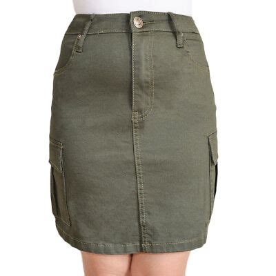 WAKEE KHAKI MINI DENIM SKIRT WITH CARGO POCKETS. SIZE 6-16. | eBay