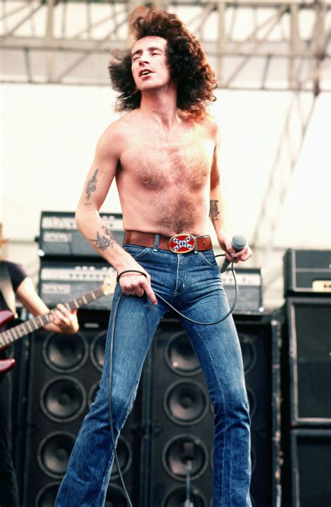 Bon Scott performs with AC/DC in August 1979 in Hollywood, CA by ...