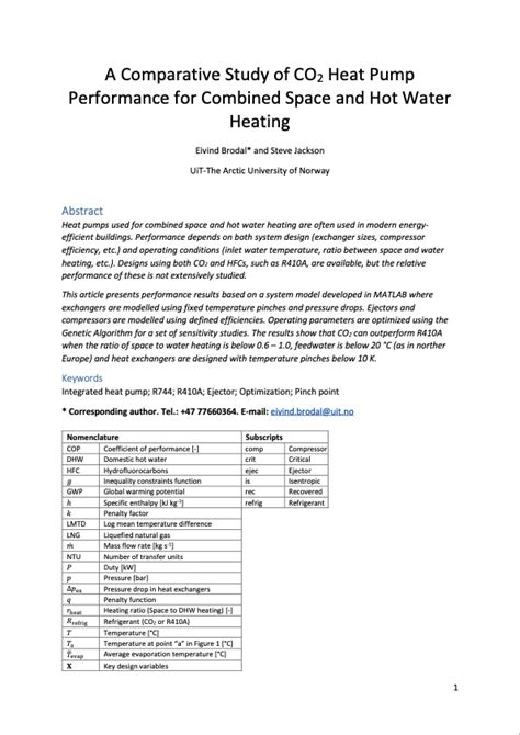 CO2 Heat Pump Performance