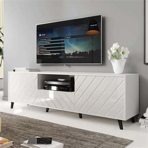 Paris Modern 71 Inch White TV Stand by Meble Furniture