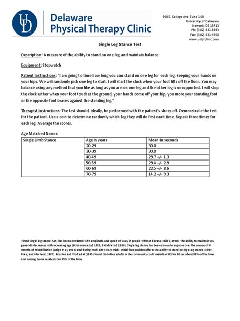 Single Leg Stance Test 1 | PDF | Medical Specialties | Clinical Medicine