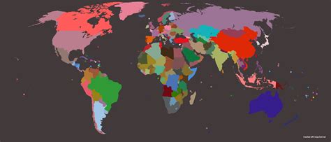 World map but every country colored according to average color of its ...