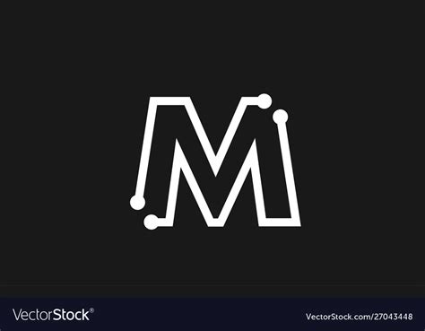 Alphabet letter m black and white logo design Vector Image