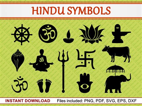 Hindu Symbols Set of 14 Commercial Use Clipart Trishul Om