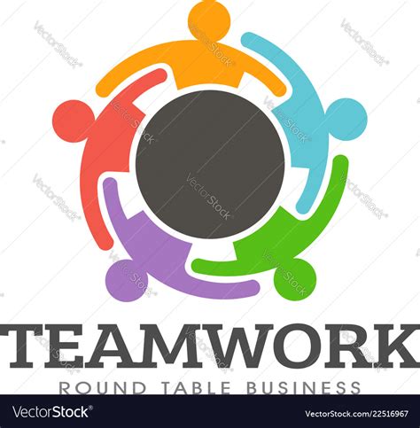 Teamwork round table logo Royalty Free Vector Image