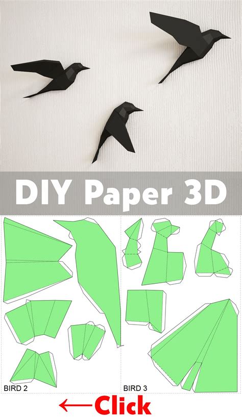 DIY crafts paper projects, papercraft ideas, how to make 3D birds, DIY ...