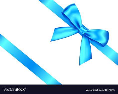 Blue realistic gift bow with horizontal ribbon Vector Image