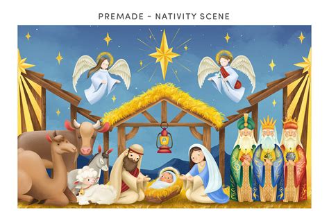 Christmas Nativity Clipart Illustrations - Design Cuts