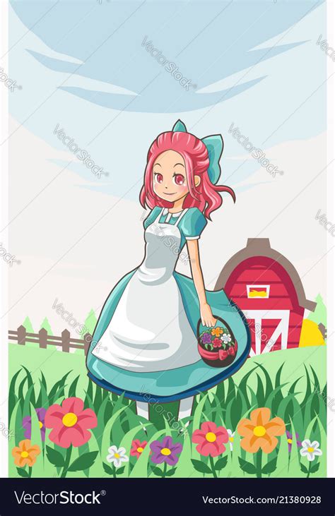 Country farm girl Royalty Free Vector Image - VectorStock