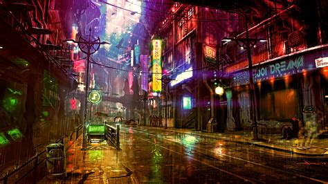 Futuristic City Cyberpunk Neon Street Digital Art 4k, HD Artist, 4k ...