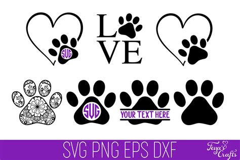 Dog Paw Print SVG | Heart Paw Print (657862) | Cut Files | Design Bundles