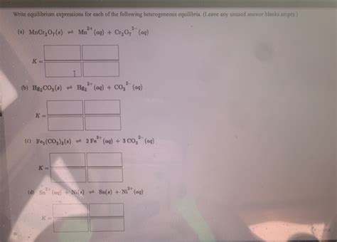 Solved Write equilibrium expressions for each of the | Chegg.com