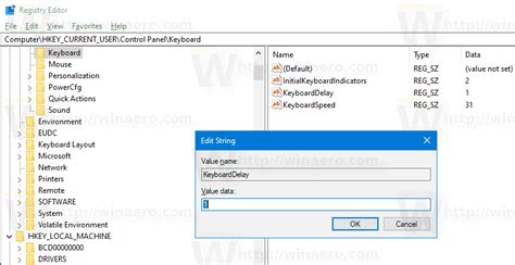 Change Keyboard Repeat Delay and Rate in Windows 10