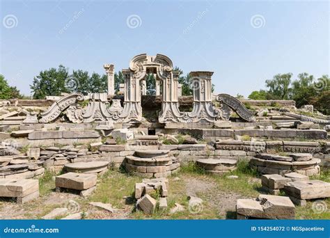 Ruins in Yuanmingyuan or Yuanming Yuan Old Summer Palace in Beijing ...