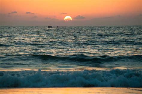 Sunset on the GOA beach stock image. Image of mountains - 61016011