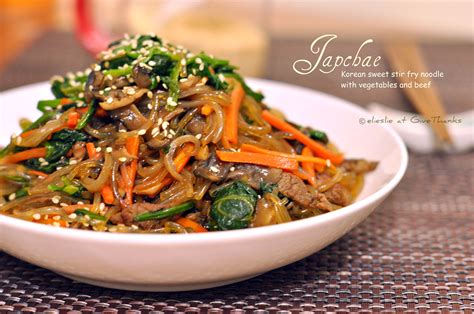 Japchae – Korean Sweet Stir Fry Noodle with Beef and Vegetables | Foodwhirl