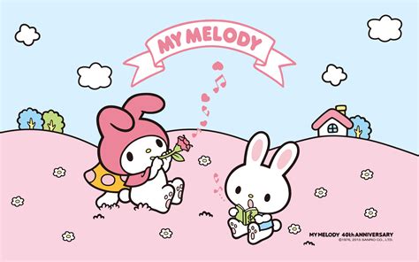 My Melody Pink Blue Music Background – A super cute desktop background ...