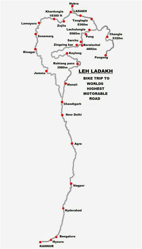 Leh Ladakh Circuit Map