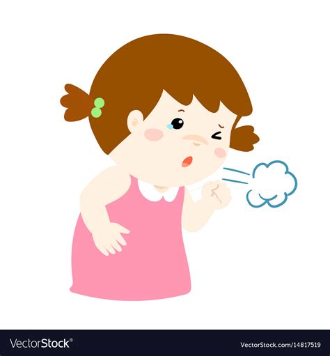 Little girl coughing cartoon Royalty Free Vector Image