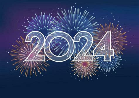 The Year 2024 Logo And Fireworks On A Dark Background. Vector ...