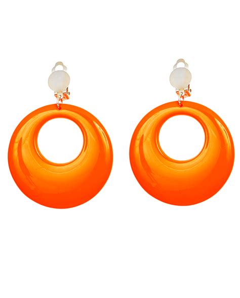 80s Neon Orange Earrings | Fashion Jewelry 80`s style | horror-shop.com