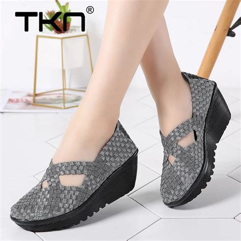 2019 Summer Women Platform Shoes Women Slip on Casual Hand Made Woven ...